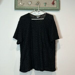 Vintage notations, black short sleeve women’s top nylon spandex blend XL